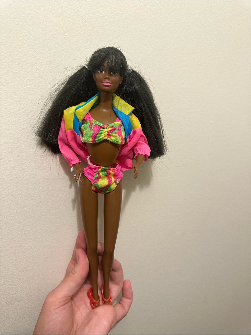 Mattel Barbie Doll in Pink Multi-Color Swimsuit and Jacket